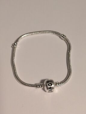 925 Sterling Silver 'Love' Bead Snake Chain Bracelet